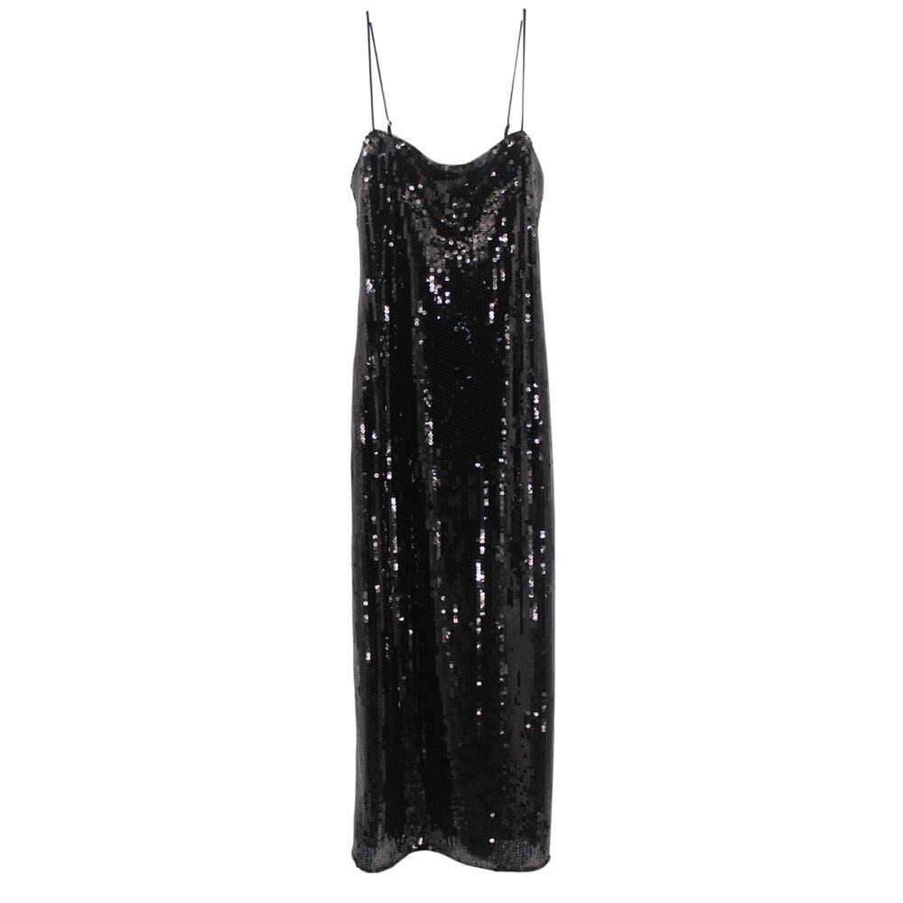 Abercrombie & Fitch Black Sequin Slip Midi Dress size small